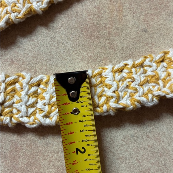 New Handcrafted Crochet Navy, Mustard & Ivory Tote Bag - Picture 7 of 7